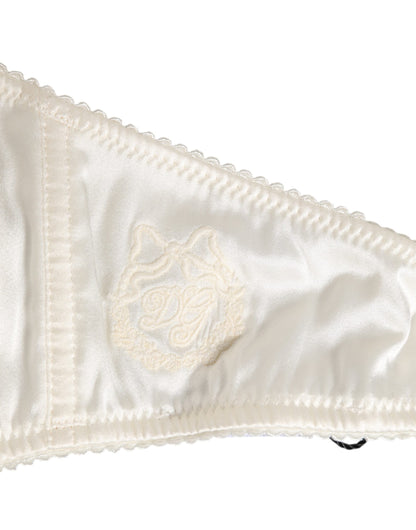 Dolce & Gabbana White Silk Satin Balconnet Lingerie Bra
