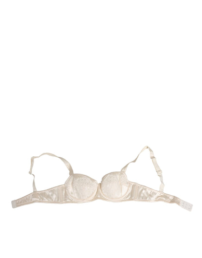 Dolce & Gabbana White Satin Lace Balconnet Bra