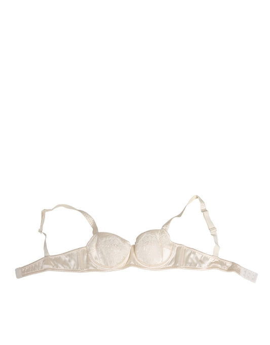 Dolce & Gabbana White Satin Lace Balconnet Bra