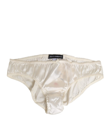 Dolce & Gabbana White Silk Satin Lingerie Panty
