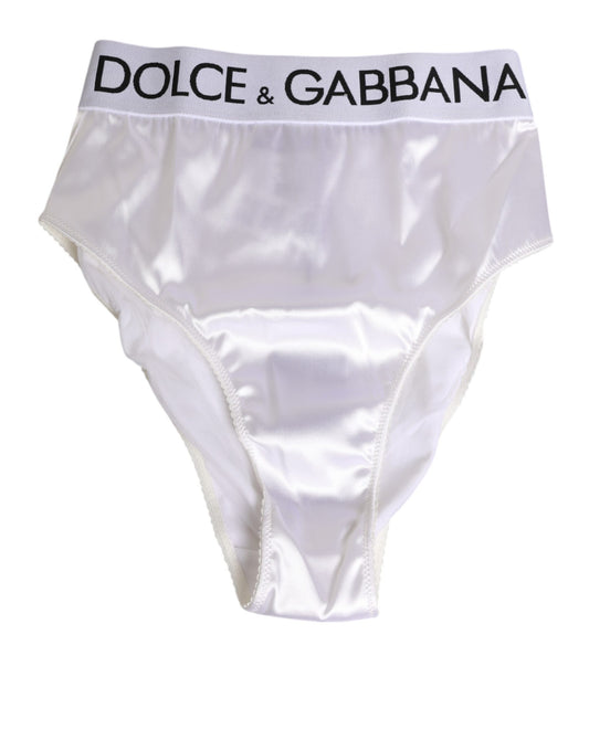 Dolce & Gabbana White Satin High-Waist Briefs for Women