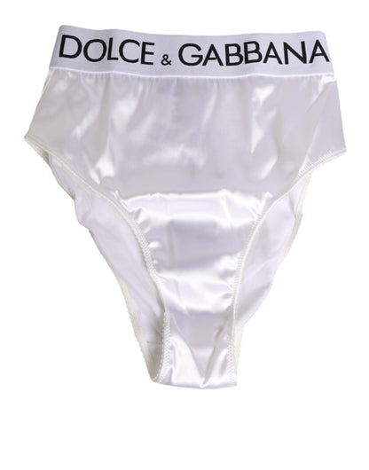 Dolce & Gabbana White Satin High-Waist Briefs for Women