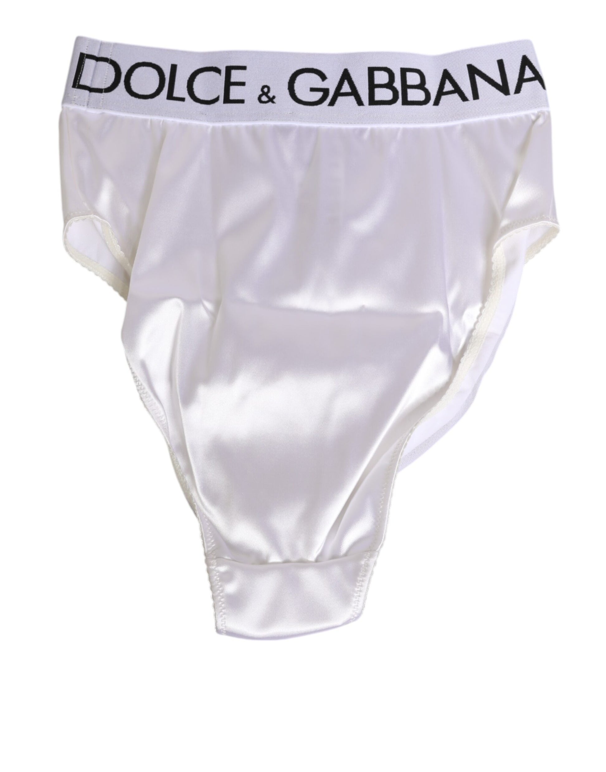 Dolce & Gabbana White Satin High-Waist Briefs for Women