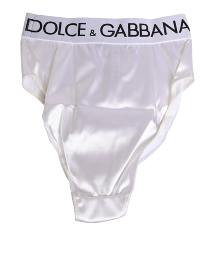 Dolce & Gabbana White Satin High-Waist Briefs for Women