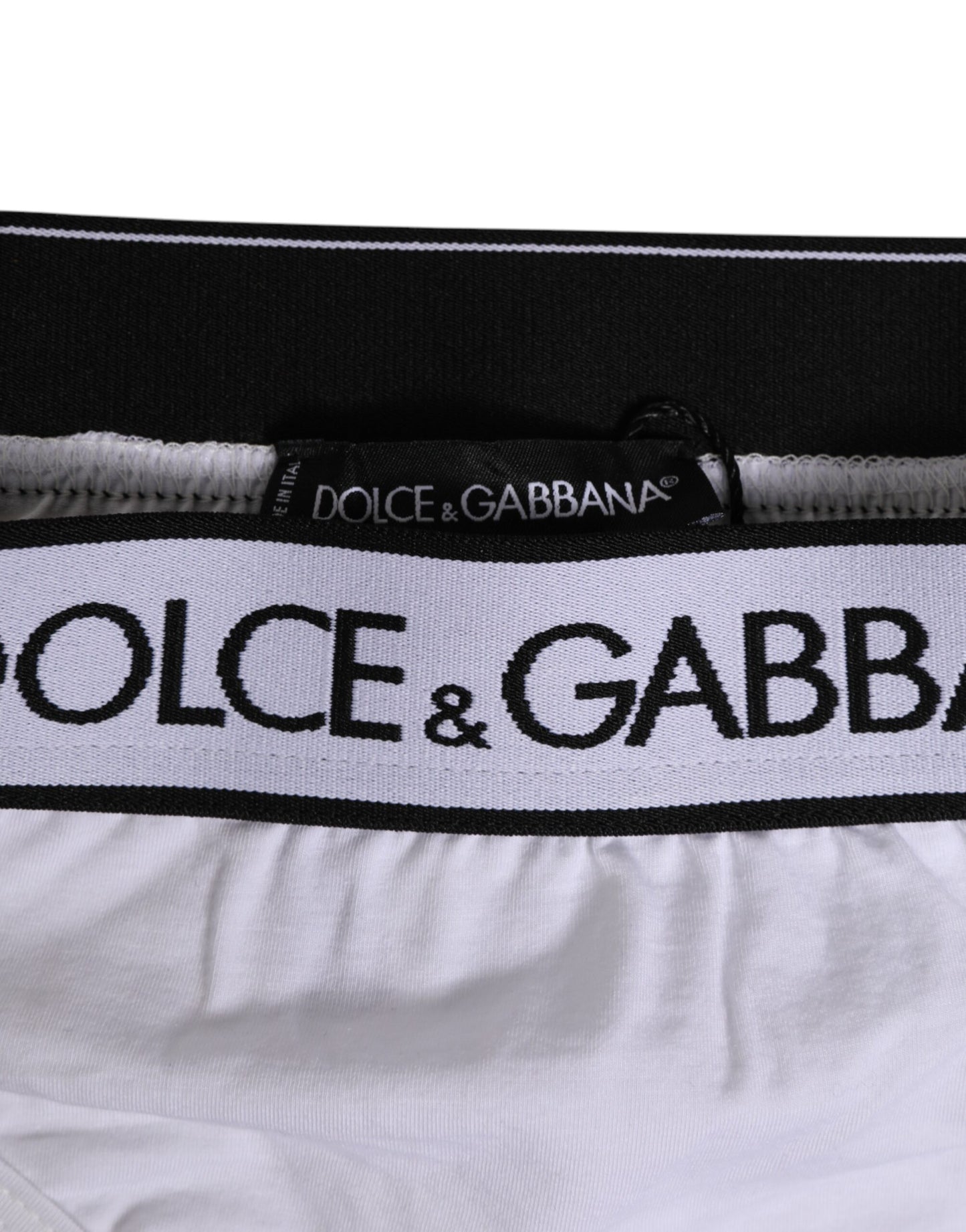 Dolce & Gabbana White Logo Waistband Modal Cotton Thong Underwear