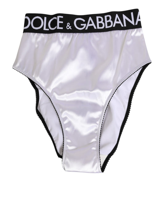 Dolce & Gabbana White Satin High-Waist Briefs for Women