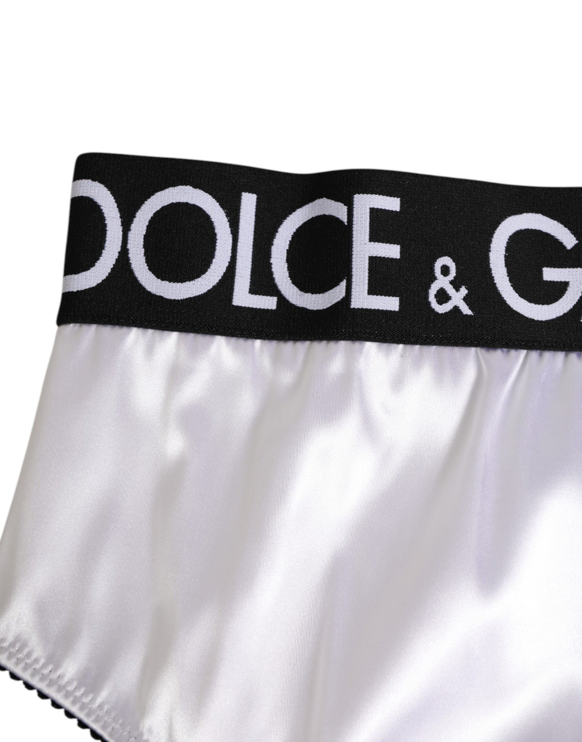 Dolce & Gabbana White Satin High-Waist Briefs for Women