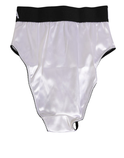 Dolce & Gabbana White Satin High-Waist Briefs for Women
