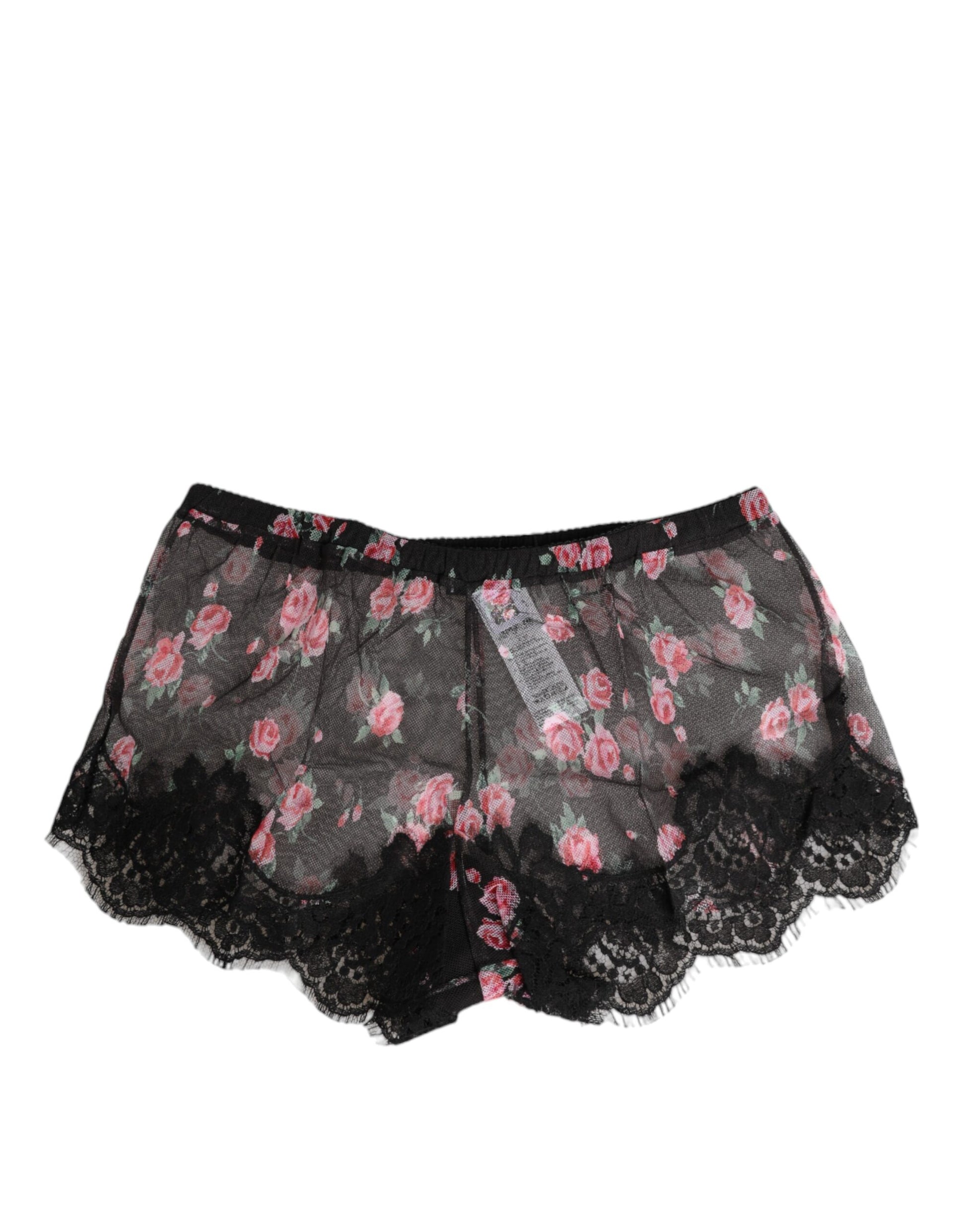 Dolce & Gabbana Black Pink Floral Lace Mesh Lingerie Underwear