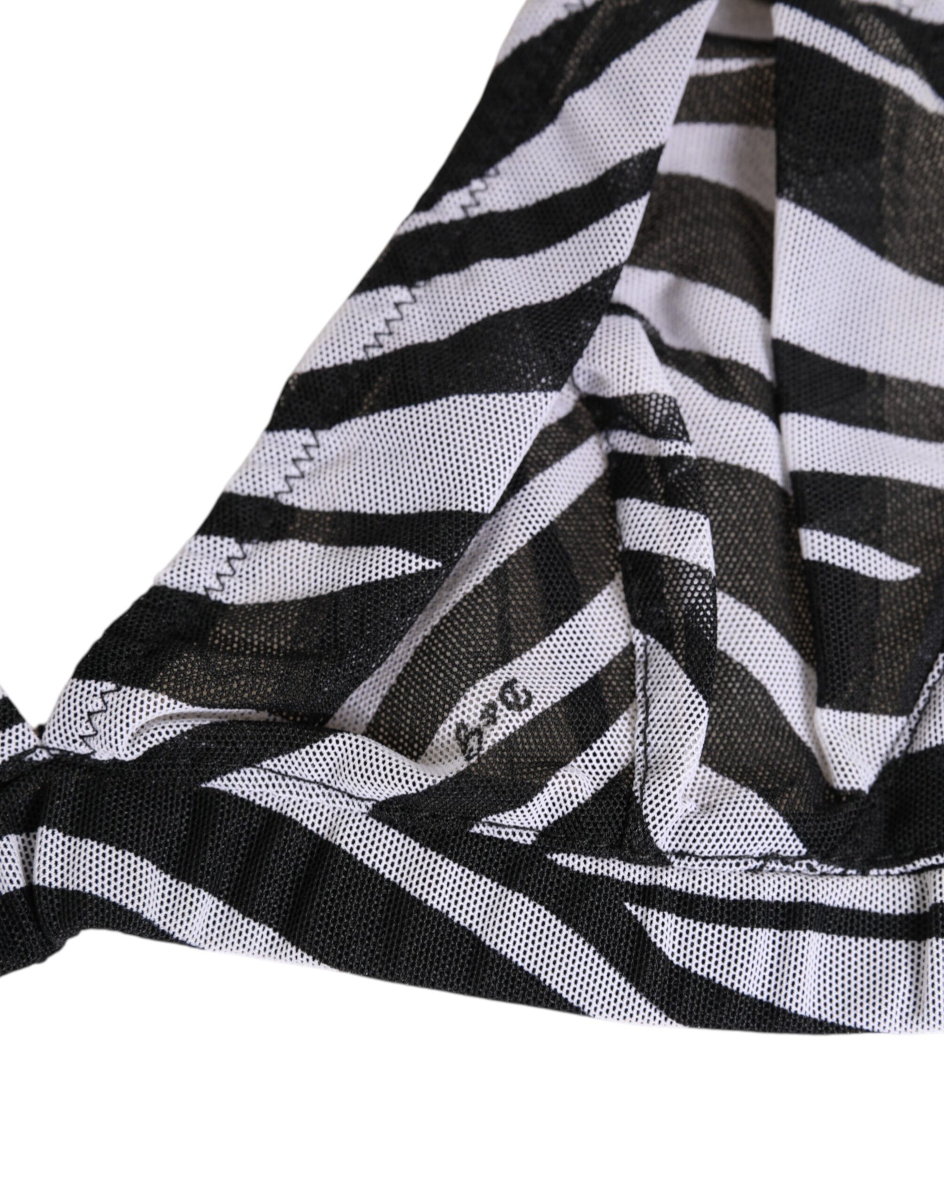Dolce & Gabbana Black & White Zebra Print Sheer Mesh Bralette Underwear