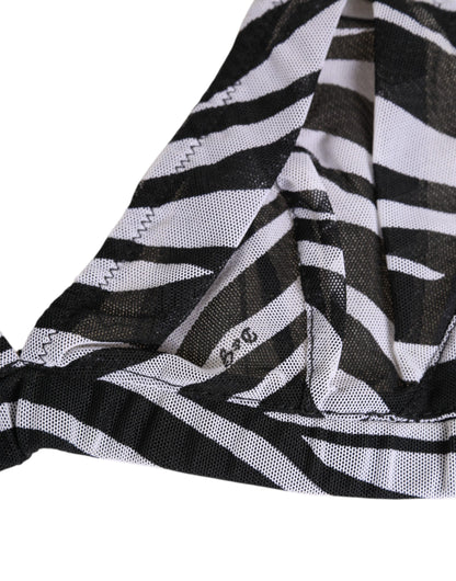 Dolce & Gabbana Black & White Zebra Print Sheer Mesh Bralette Underwear