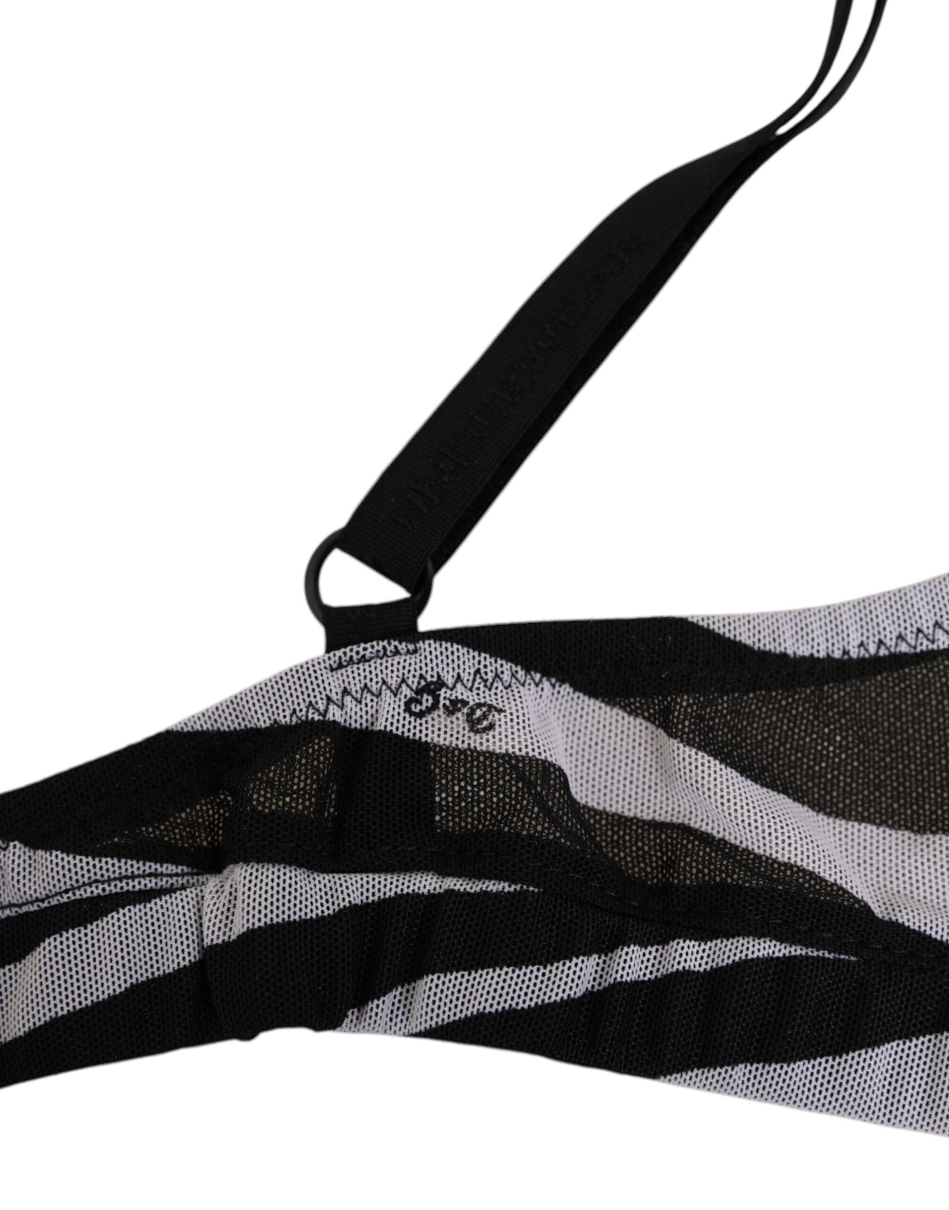 Dolce & Gabbana Black & White Zebra Print Sheer Mesh Bralette Underwear
