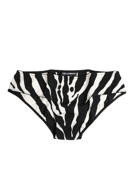 Dolce & Gabbana Black White Zebra Print Slip Briefs