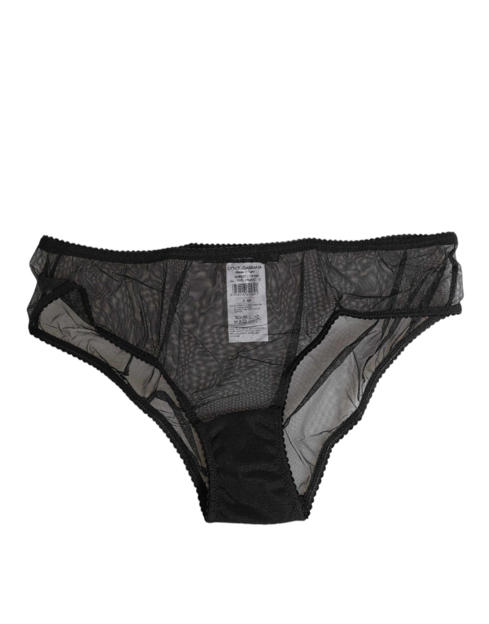 Dolce & Gabbana Black Sheer Mesh Lace Bikini Briefs