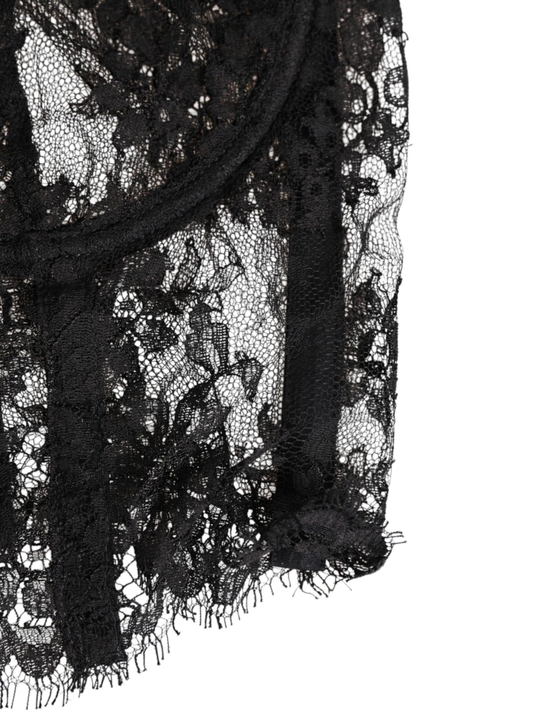 Dolce & Gabbana Black Floral Lace Bustier Bralette Top