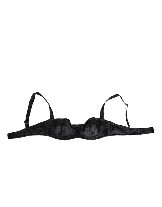 Dolce & Gabbana Black Satin Underwire Bra Lingerie - IT2