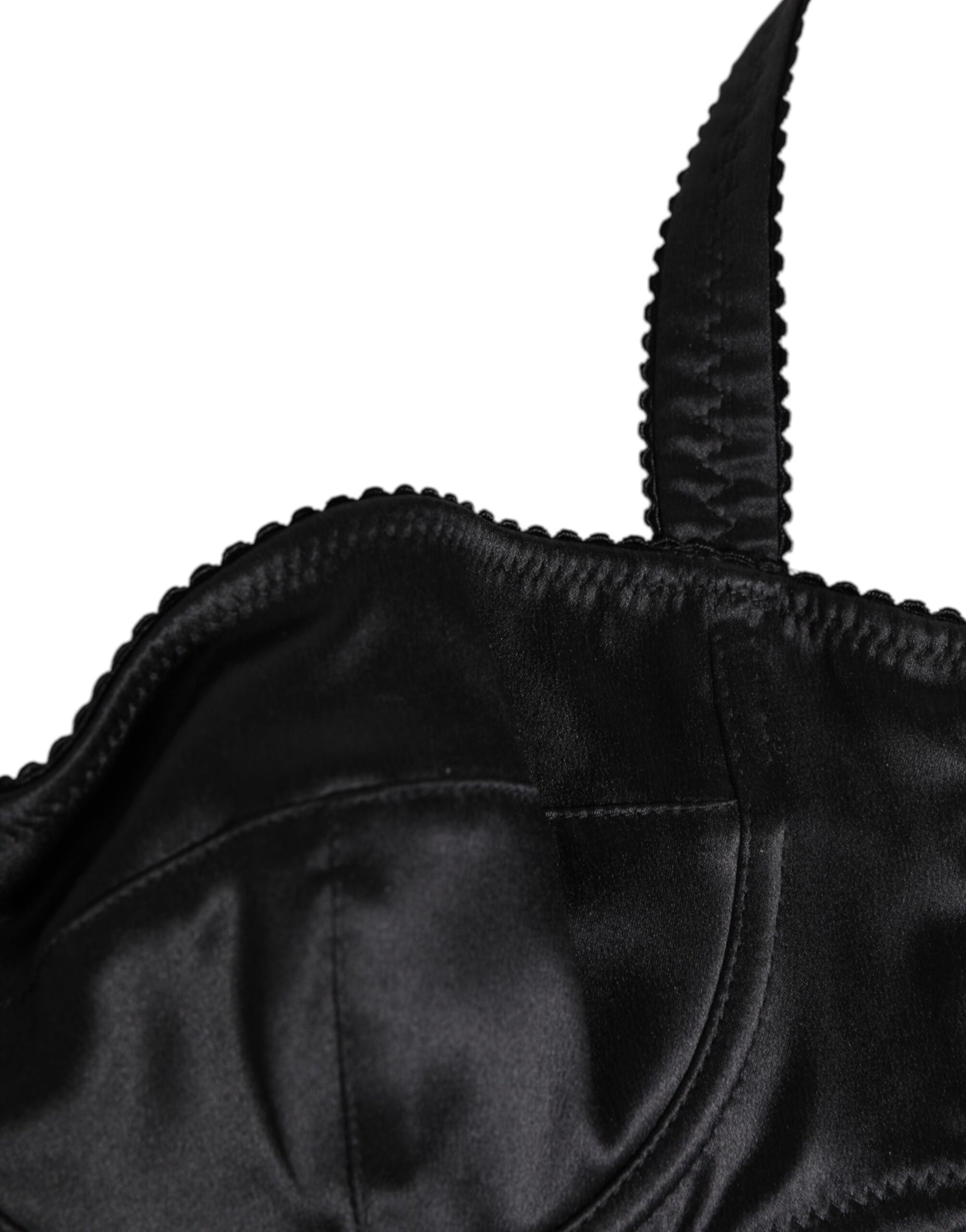 Dolce & Gabbana Black Satin Underwire Bra Lingerie - IT2