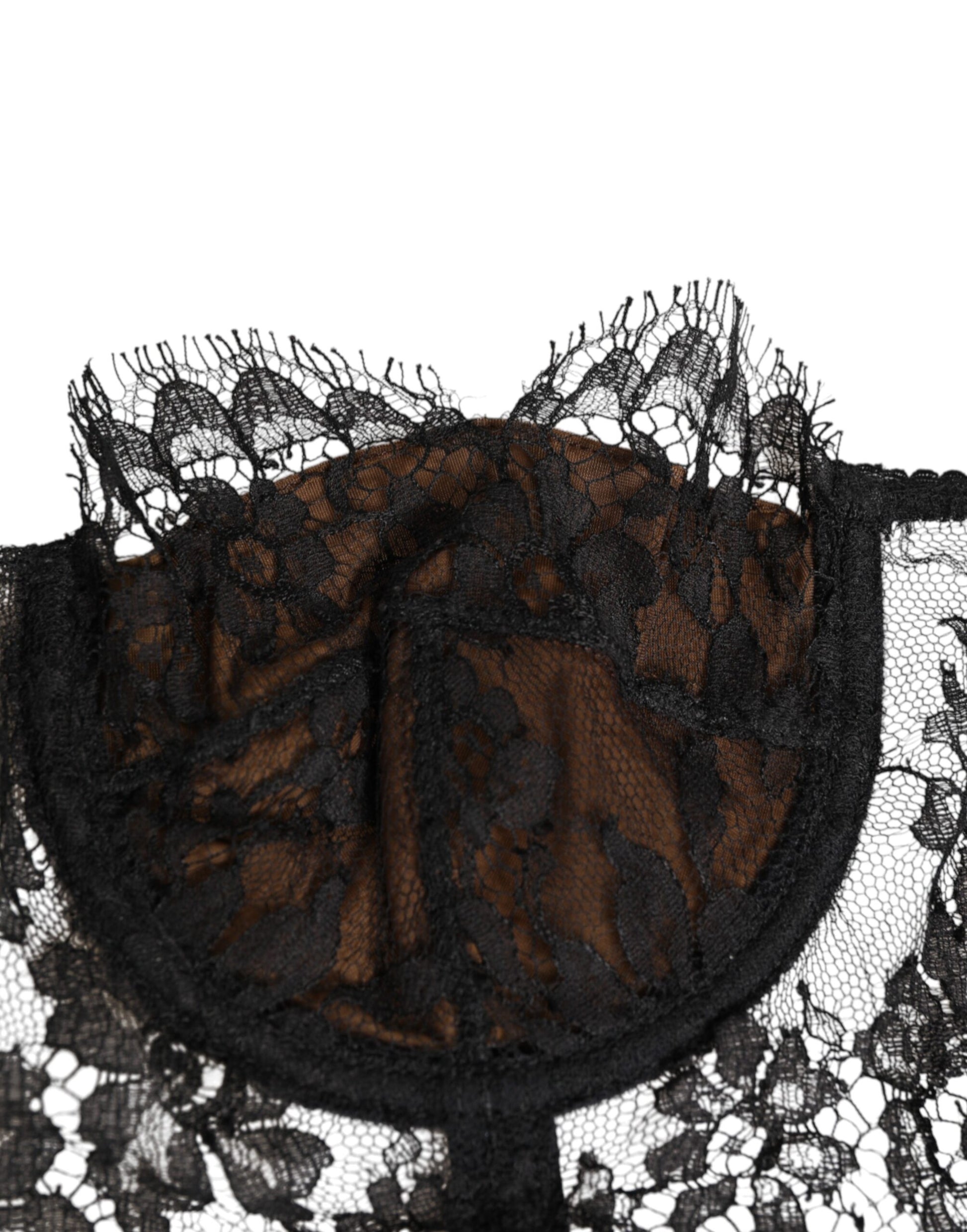 Dolce & Gabbana Black Floral Lace Strapless Bustier Underwear