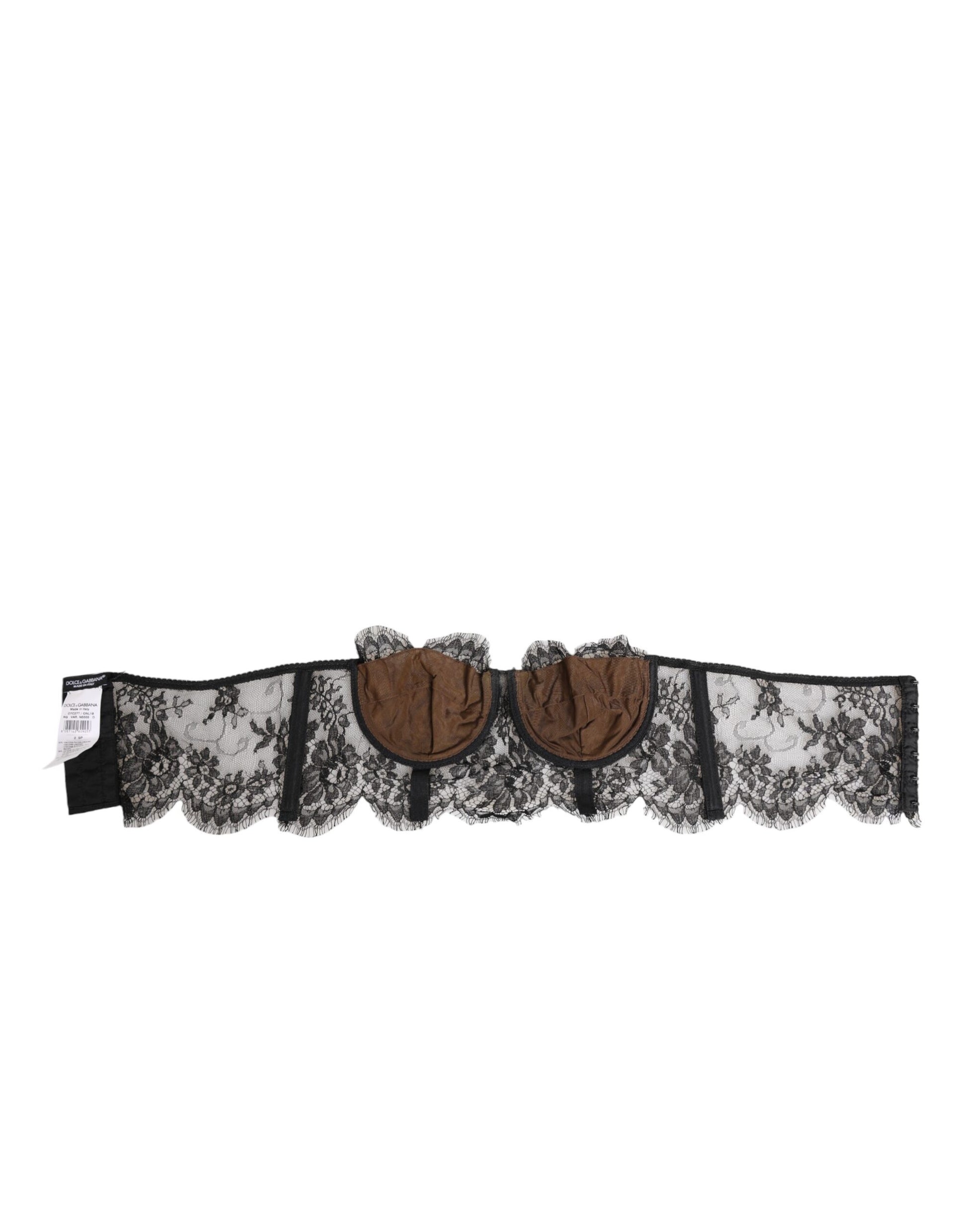 Dolce & Gabbana Black Floral Lace Strapless Bustier Underwear