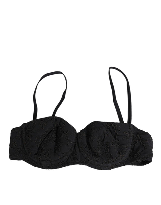 Dolce & Gabbana Black Embroidered Underwire Bra