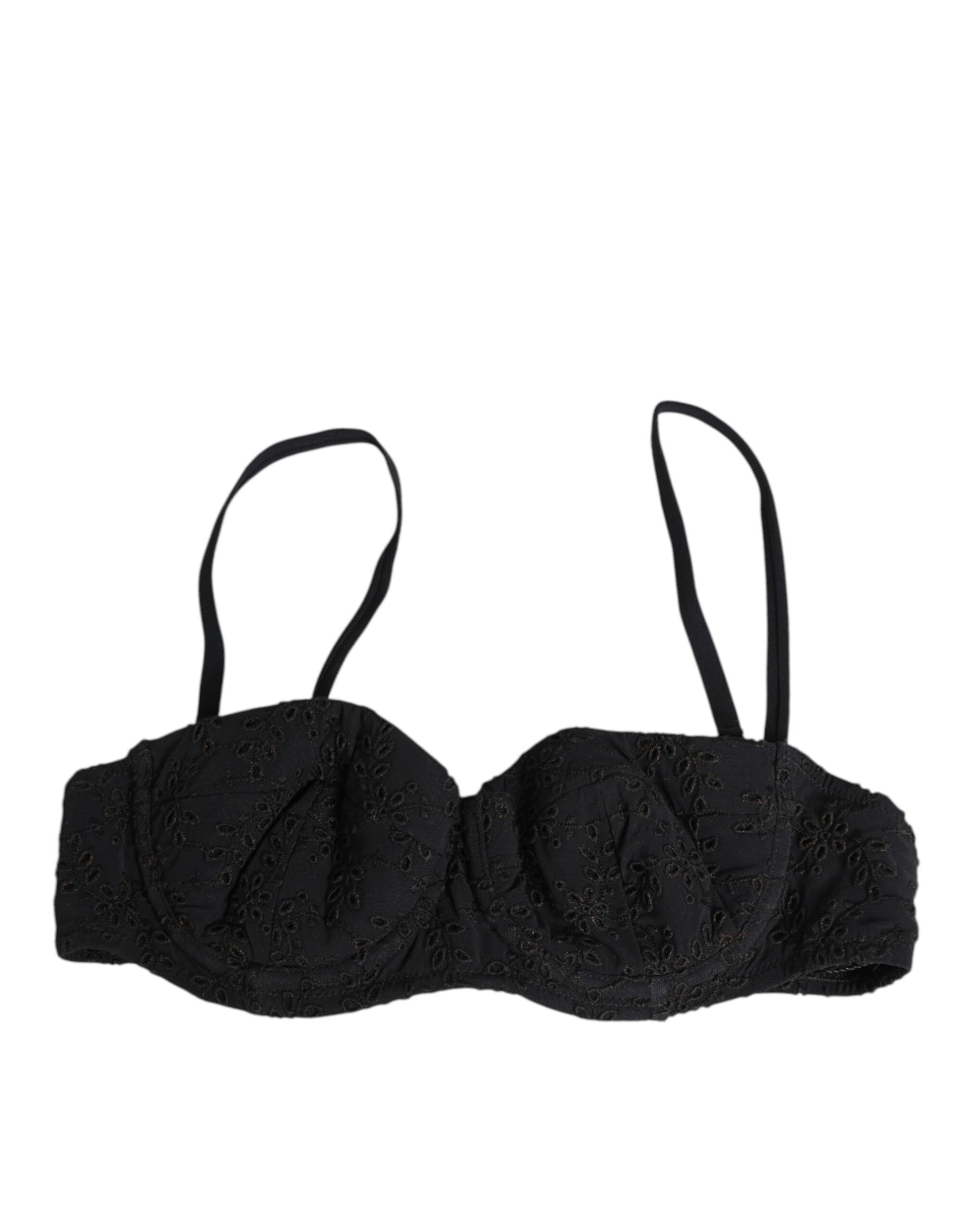 Dolce & Gabbana Black Embroidered Underwire Bra