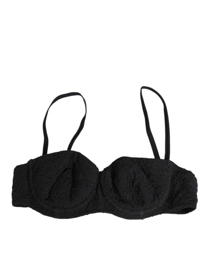 Dolce & Gabbana Black Embroidered Underwire Bra
