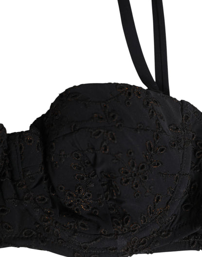 Dolce & Gabbana Black Embroidered Underwire Bra