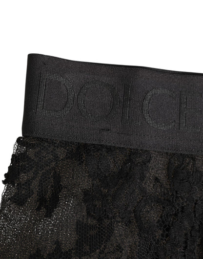 Dolce & Gabbana High Waist Briefs in Black Floral Lace