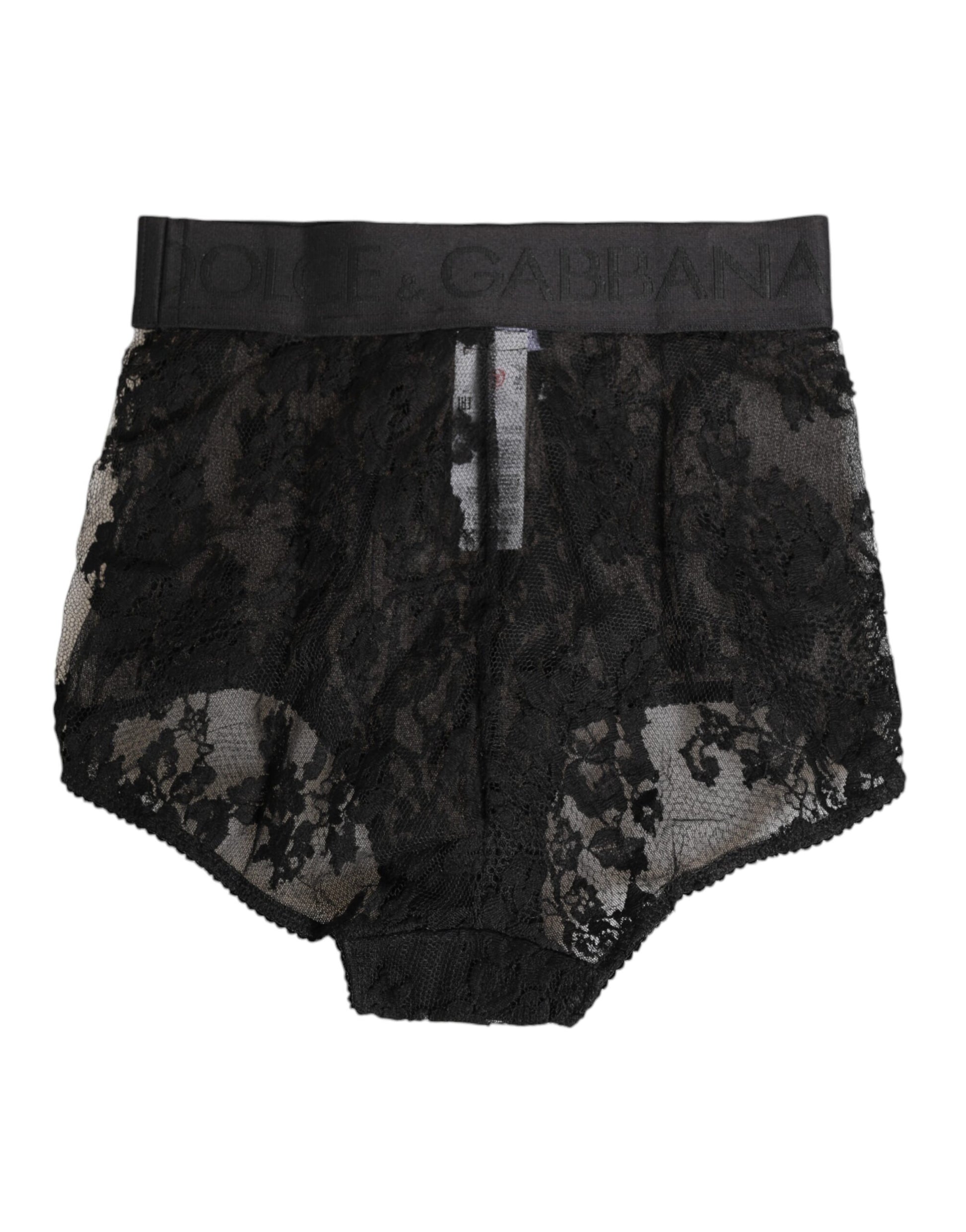 Dolce & Gabbana High Waist Briefs in Black Floral Lace
