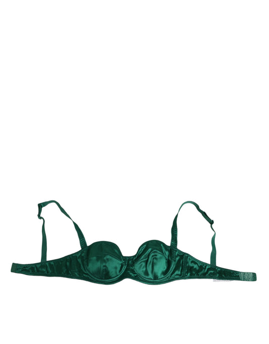 Dolce & Gabbana Green Satin Semi-Padded Underwire Bra