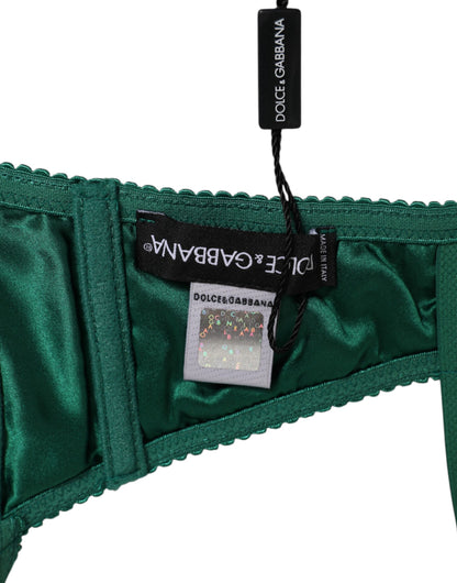 Dolce & Gabbana Green Satin Semi-Padded Underwire Bra
