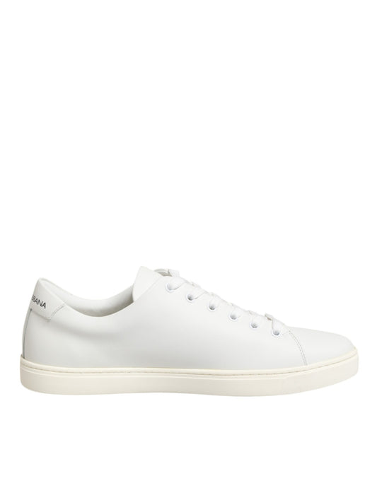Dolce & Gabbana White Leather Sacred Heart Patch Sneakers