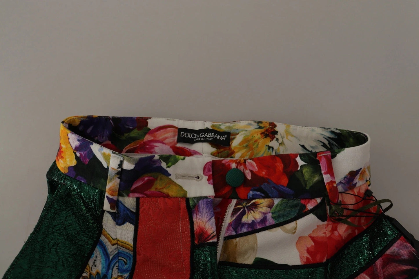 Dolce & Gabbana Multicolour Patchwork Jacquard High Waist Pants