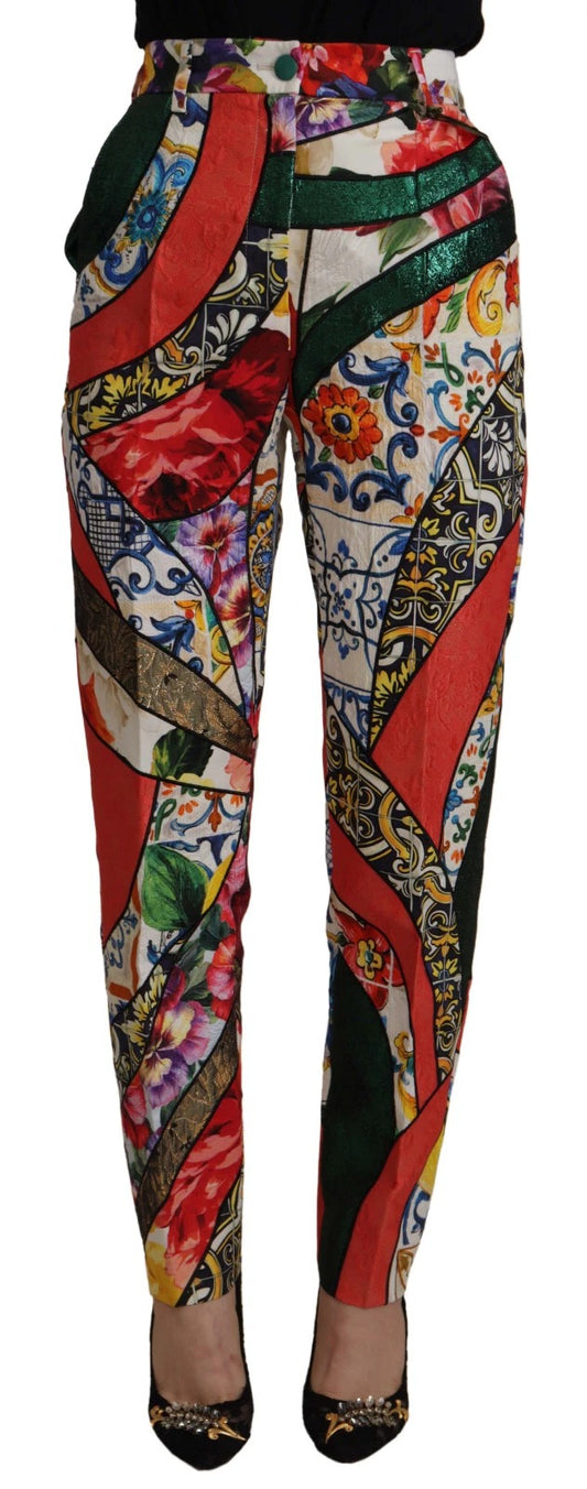 Dolce & Gabbana Multicolour Patchwork Jacquard High Waist Pants