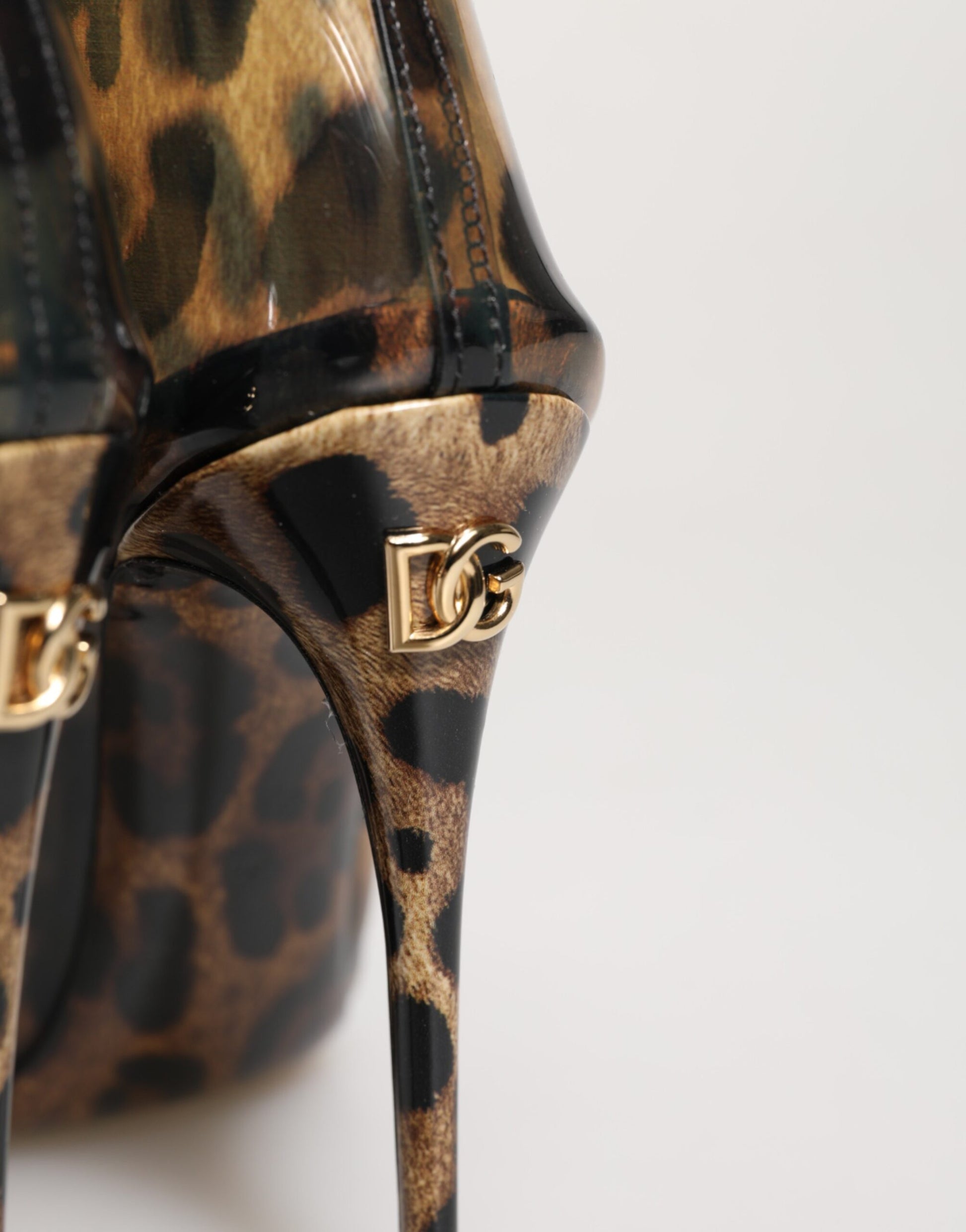 Dolce & Gabbana Leopard Print PVC Pointed Toe Ankle Boots