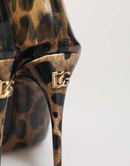 Dolce & Gabbana Leopard Print PVC Pointed Toe Ankle Boots