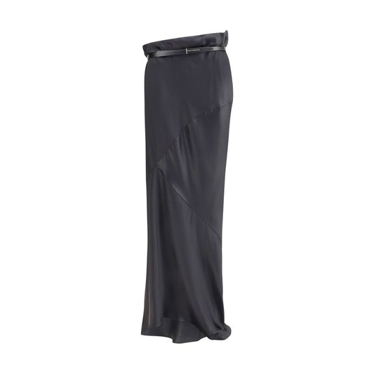 Tom Ford Black Silk Satin Maxi Skirt