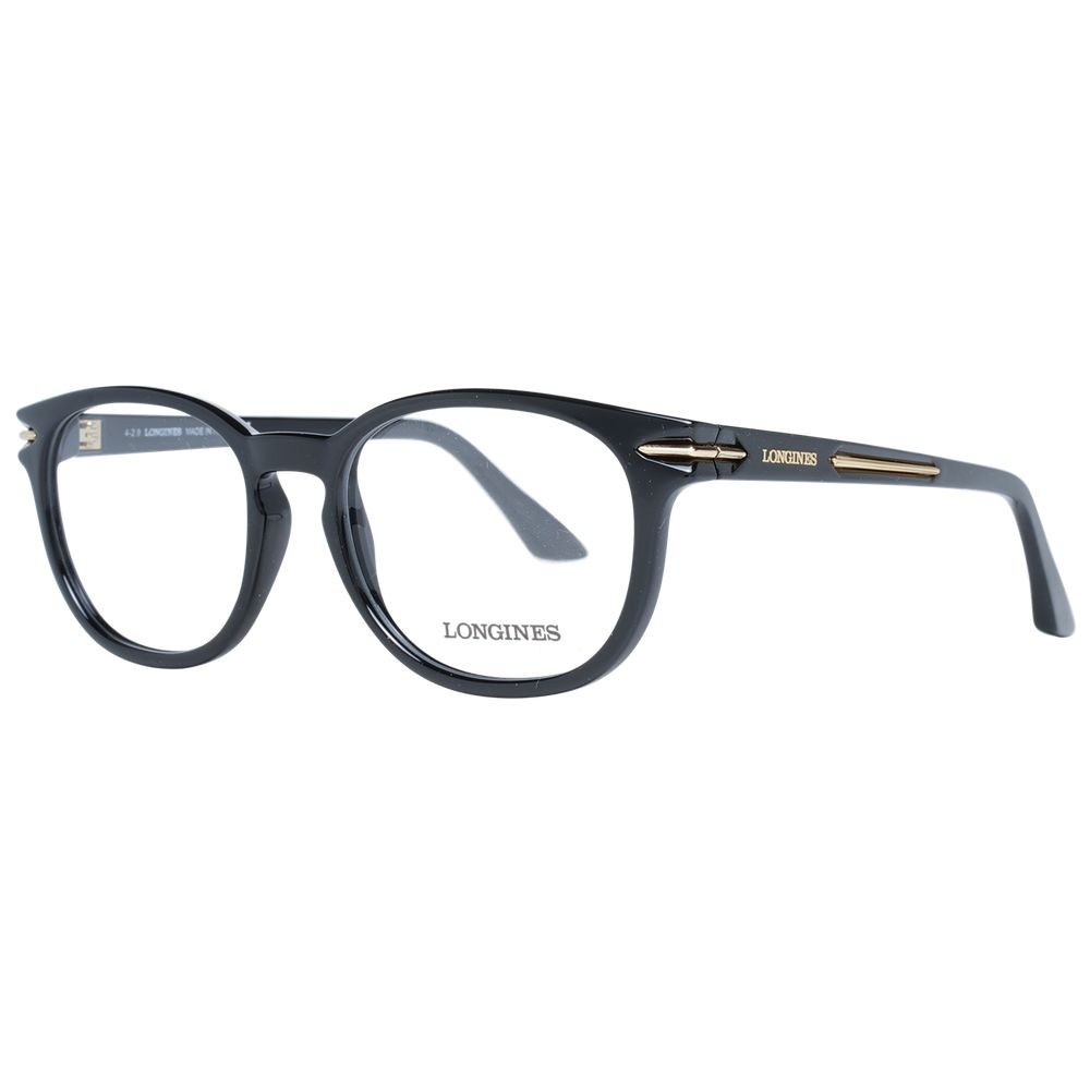 Longines Black Unisex Optical Frames – Round Demo-Lens Eyewear