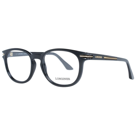 Longines Black Unisex Optical Frames – Round Demo-Lens Eyewear