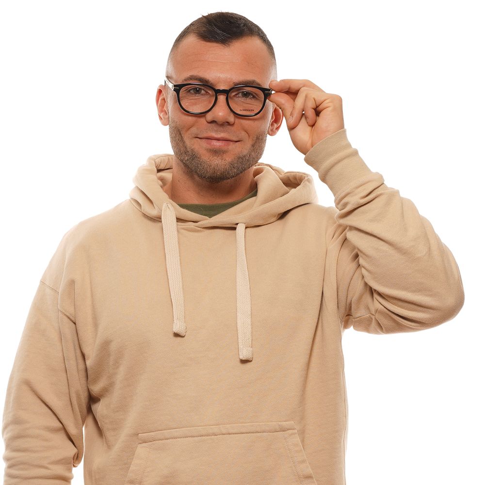 Longines Black Unisex Optical Frames – Round Demo-Lens Eyewear