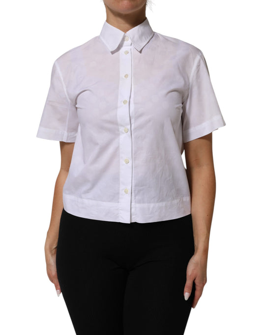 Dolce & Gabbana White Collared Short Sleeve Polo Shirt