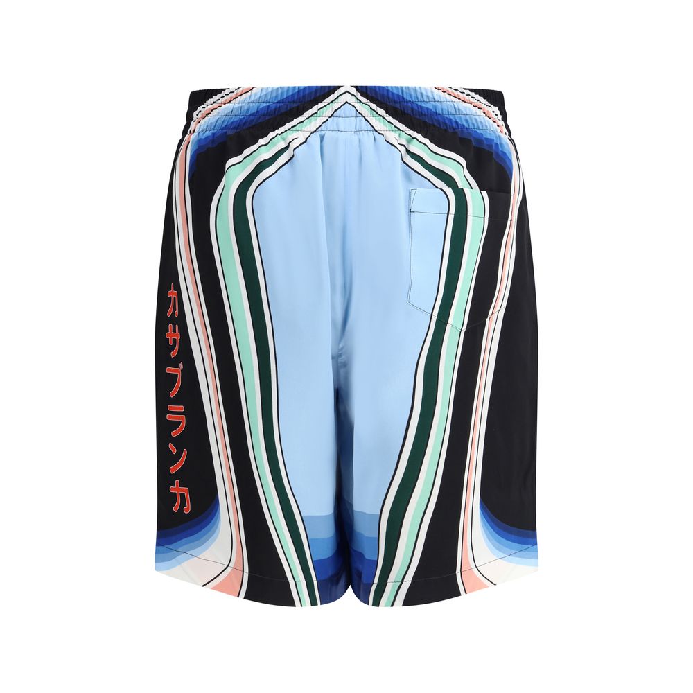 Casablanca Silk Graphic Mountain Shorts for Men