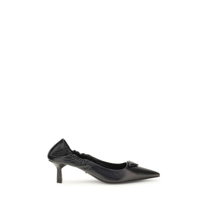 Prada Black Leather Logo Pumps for Women