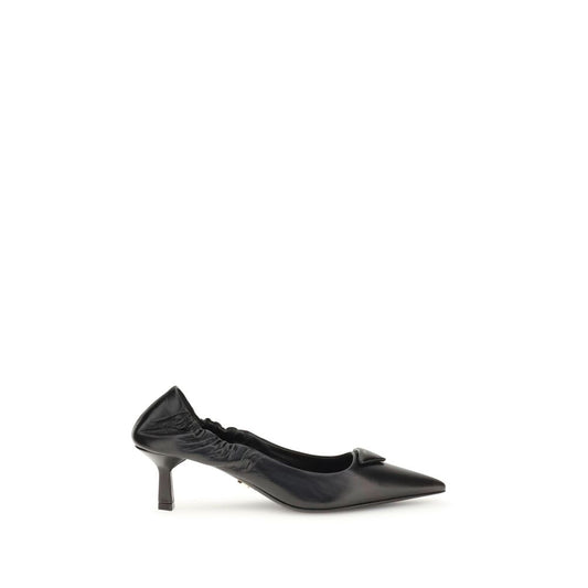 Prada Black Leather Logo Pumps for Women