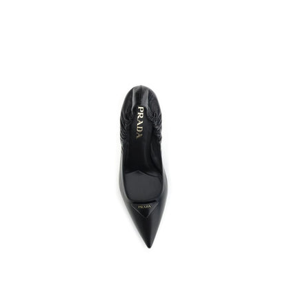 Prada Black Leather Logo Pumps for Women