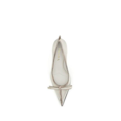 Prada White Antique Leather Pumps