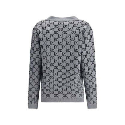 Gucci Long Sleeve V-Neck Cardigan Fine Wool with GG Tub