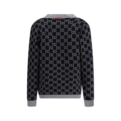 Gucci Long Sleeve V-Neck Cardigan Fine Wool with GG Tub
