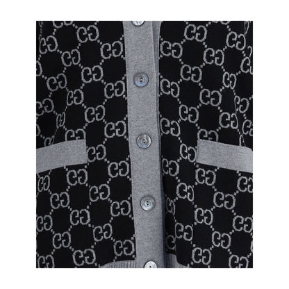 Gucci Long Sleeve V-Neck Cardigan Fine Wool with GG Tub