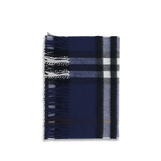 Burberry Blue Cashmere Check Pattern Scarf for Men
